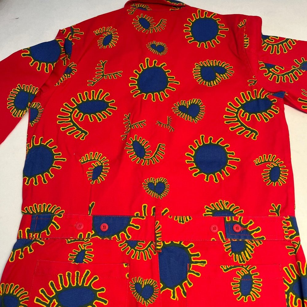 Obey Twill Coverall Jumpsuit "Paisley" Red/Blue - Picture 6 of 11